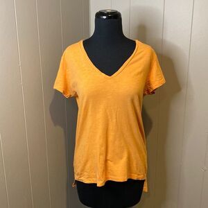 Zara Medium Short Sleeve V Neck T Shirt High Low Hem